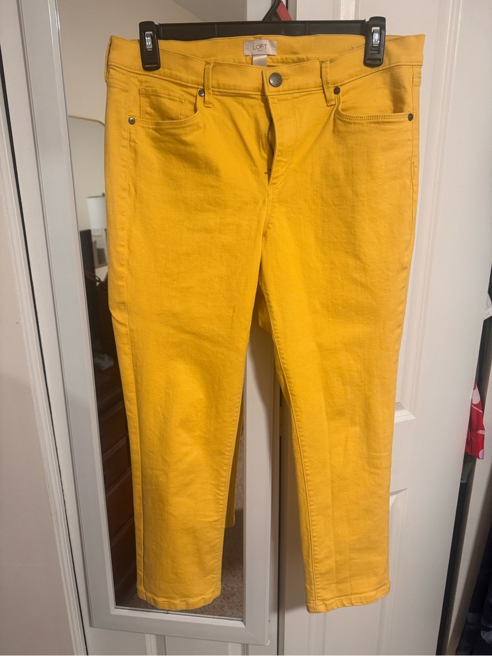 LOFT Yellow Cropped Straight Jeans